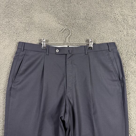 Isaia Pants Mens 38x32 Blue Classic Fit Dress Slacks Super 130s Wool Italy - Picture 2 of 12